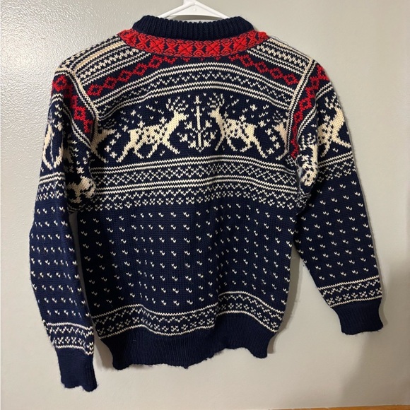 Dale of Norway sweater kids 12 Medium unisex cardigan reindeer fair isle grandpa - Picture 2 of 3
